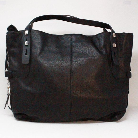 FRANCESCO BIASIA #39539 Large Black Leather Satchel Bag
